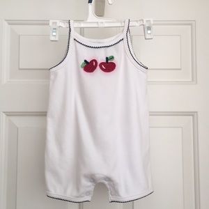 Simply Basic Romper Baby Girl 12M White Red Sleeveless